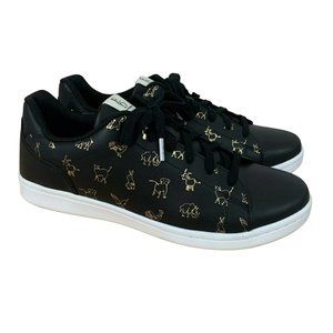 ED Ellen DeGeneres Womens Shoes Leather Chaboss Animal Sneaker Black Gold Sz 12